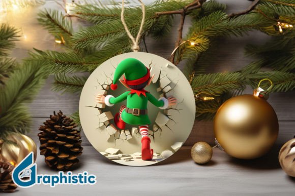3D Cute ELF Christmas Ornament B 129 in Illustrations