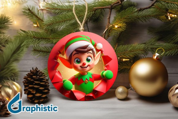 3D Cute ELF Christmas Ornament F 124 for Illustrations