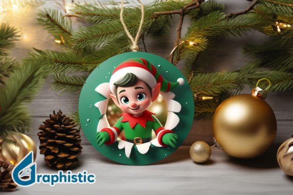 3D Cute ELF Christmas Ornament F 140 Illustrations