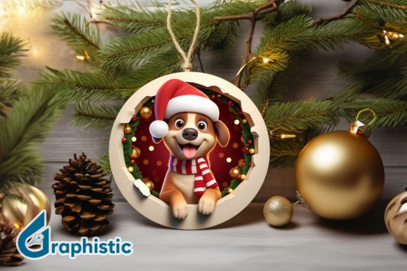 3D Dog Christmas Ornament Front 28 in Illustrations