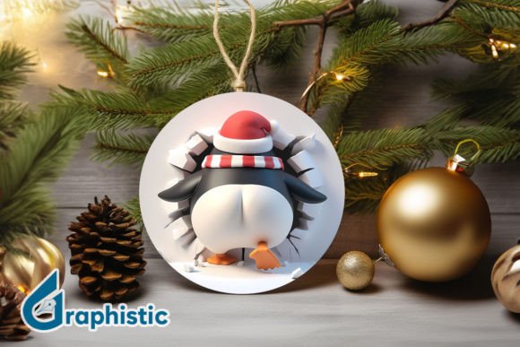 3D Penguin Christmas Ornament Back 93 for Brand Illustrations