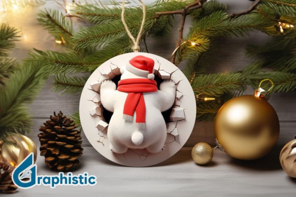 3D Polar Bear Christmas Ornament B 119: Premium Illustrations for Modern Blogs
