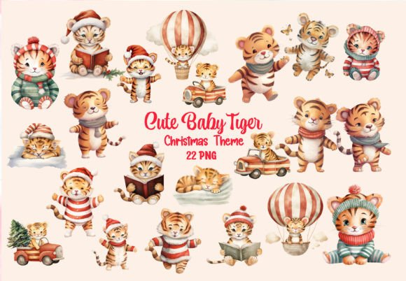 Christmas Baby Tiger Png Clipart for Festive Illustrations