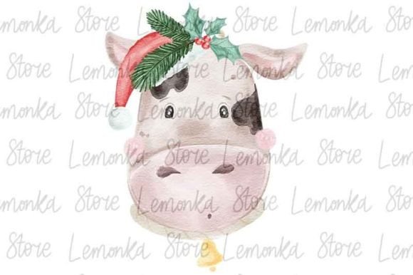Christmas Cow PNG Sublimation Design for Modern Illustrations