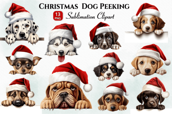 Christmas Dog Peeking Sublimation Png for Modern Illustrations