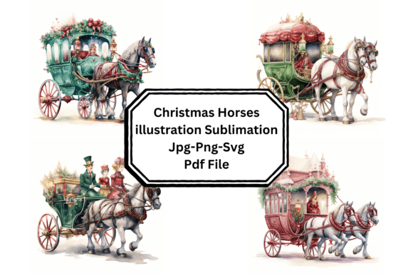Christmas Horses Illustration for Holiday Branding