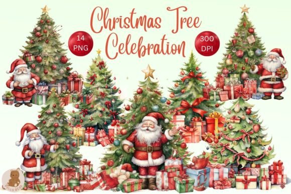 Christmas Tree Celebration Clipart for Modern Illustrations