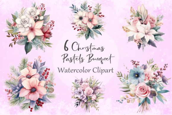 Clipart Christmas Pastel Bouquet Review for Illustrations