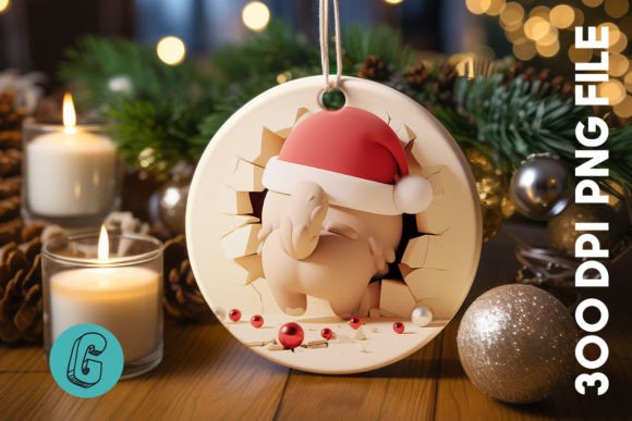 Cute Cat Christmas Ornament Back 11 in Illustrations