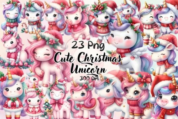 Cute Christmas Unicorn Sublimation for Brand Illustrations