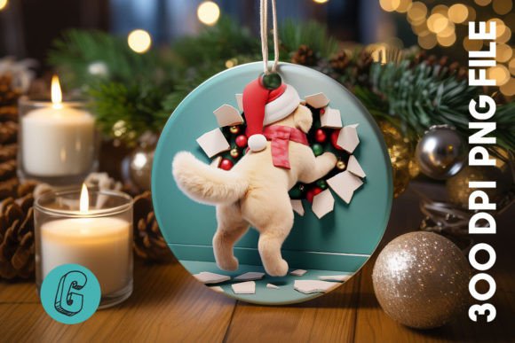 Cute Dog Christmas Ornament Back 35 for Branding
