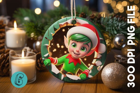 Cute ELF Christmas Ornament F 134: Seasonal Illustrations for Modern Blogs