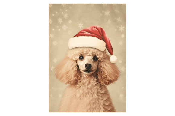 Cute Poodle Christmas Card for Illustrations & Crafts