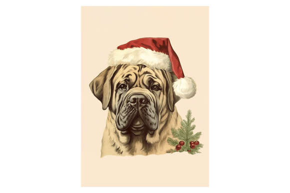 English Mastiff Christmas Card: Premium Illustrations for Blog & Editorial Use