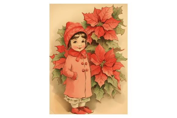 Girl and Poinsettia Christmas Card Review for Illustrations