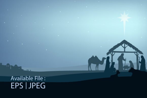 Illustration of Christmas Nativity Scene for Crafts & Illustrations