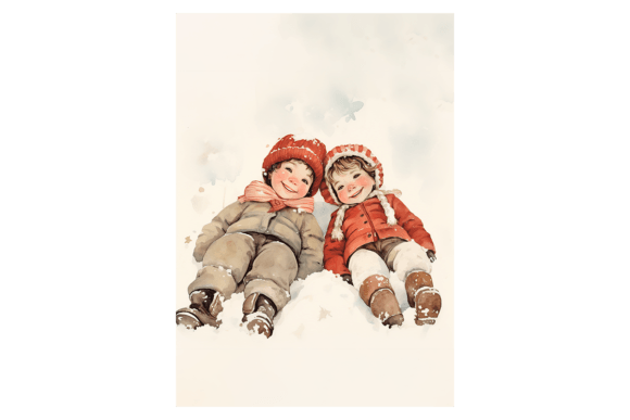 Kind Playing in the Snow Christmas Card: A Review of Premium Illustrations