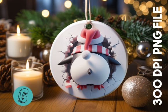 Penguin Christmas Ornament Back 91 for Illustrations