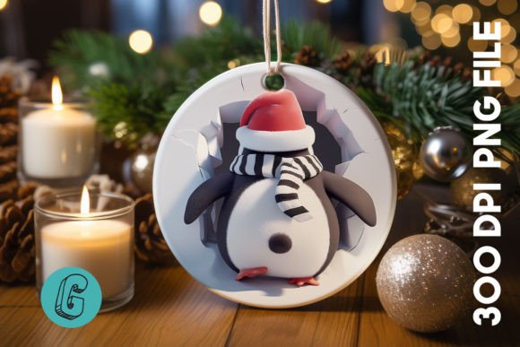 Penguin Christmas Ornament Back 95 for Illustrations