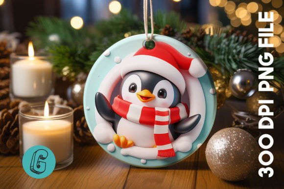 Penguin Christmas Ornament Front 92: Premium Illustrations for Seasonal Brands