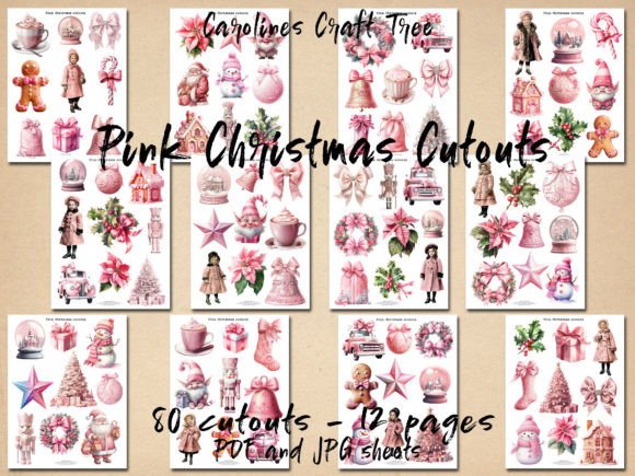 Pink Christmas Winter Cutouts: Festive Illustrations for Branding