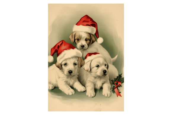 Puppies Christmas Card Illustrations for Real Crafting