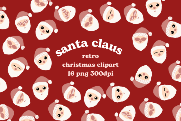 Santa Claus Retro Christmas Clipart for Seasonal Illustrations