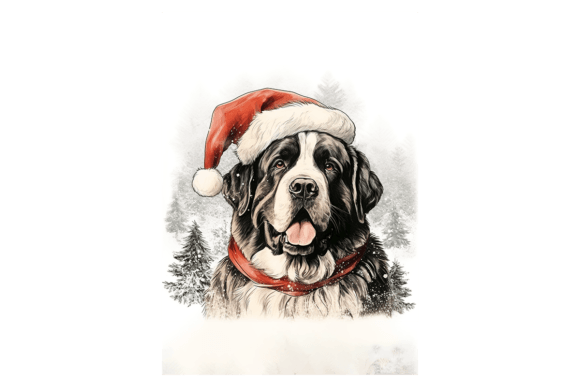 St Bernard Dog Christmas Card Illustrations for Crafters