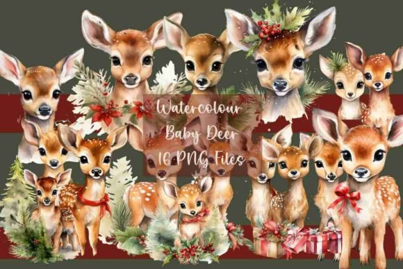 Sweet Christmas Deer Bundle, Png Files Review