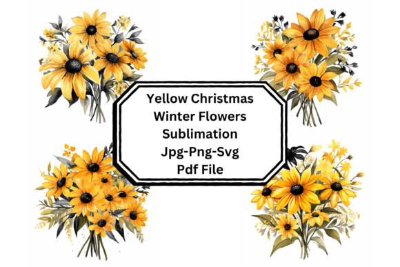 Yellow Christmas Flowers Sublimation: Festive Illustrations for Local Brands